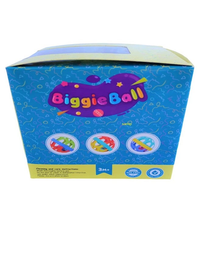 Samip Baby Teether Ball Biggii Ball Colourful Soft Ball Rattle Toy Sensory Teething Toys for Babies 3-12 Month Bath Toy Non-Toxic (Multicolour) - Image 4